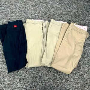 Dickie’s women’s slim fit pants- 3 khaki color & 1 deep navy/black color